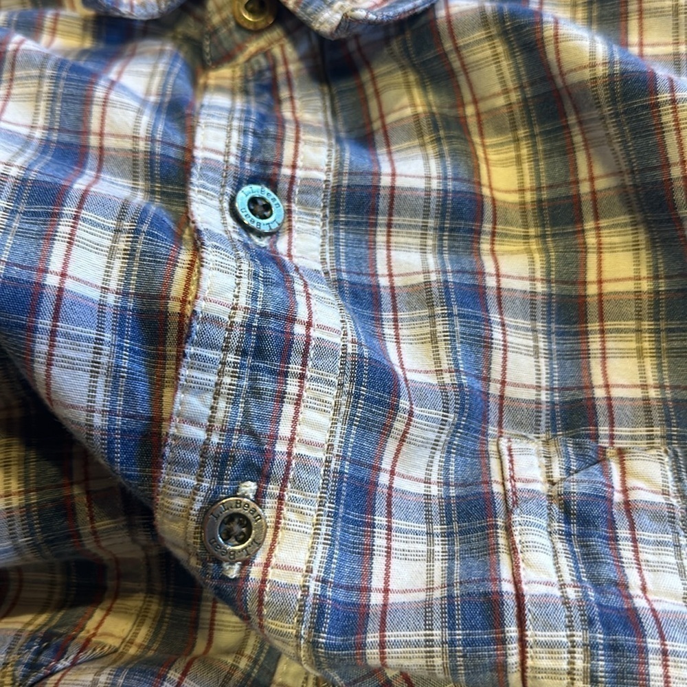 LL Bean XL Tall button down plaid long sleeve shirt 2 front pockets 100% cotton - Picture 11 of 11